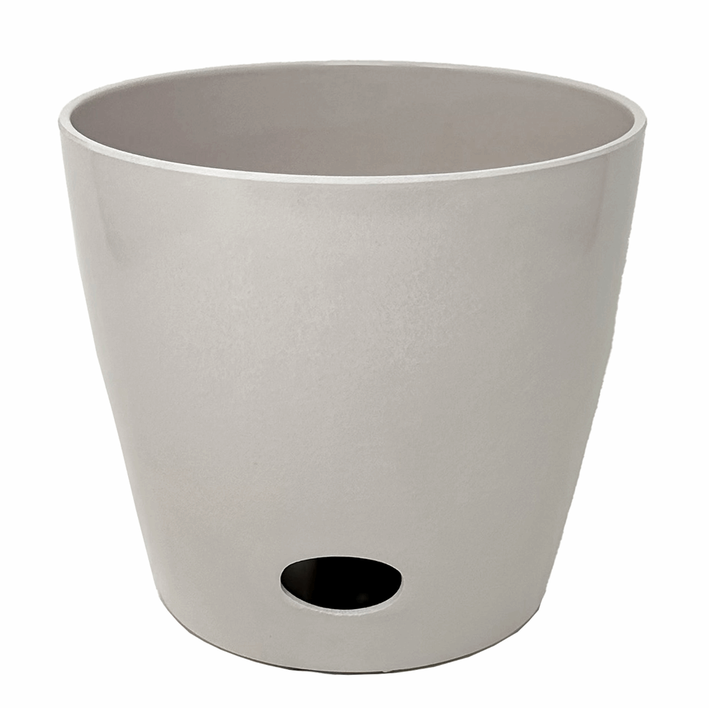 10" Cream Round Self-Watering Bamboo Pot