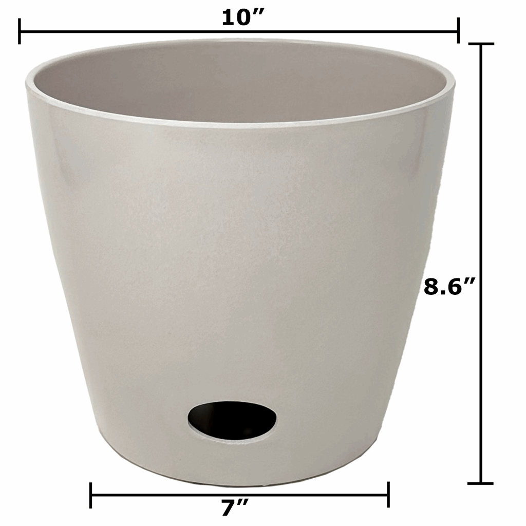10" Cream Round Self-Watering Bamboo Pot - Image 9