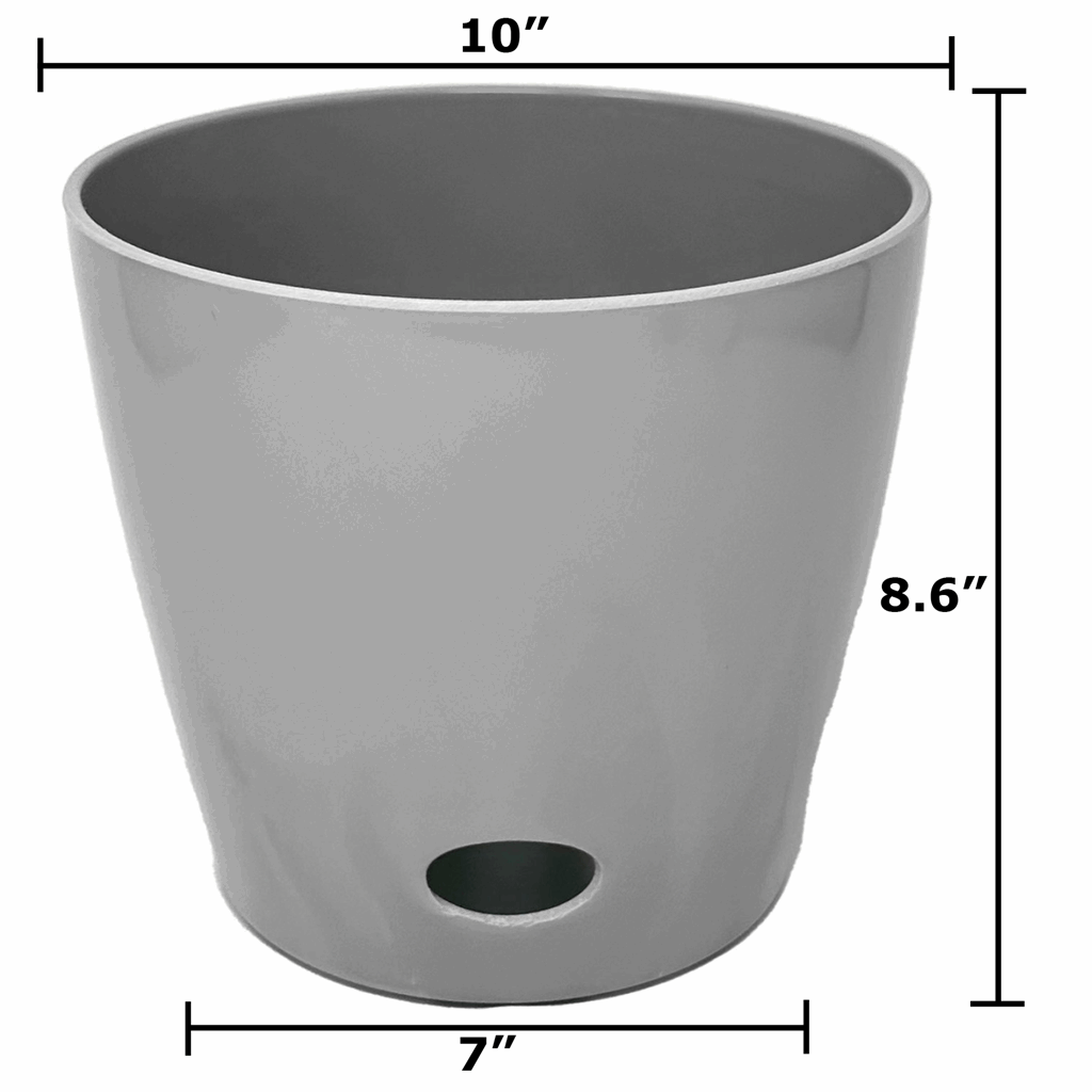10" Gray Round Self-Watering Bamboo Pot - Image 10