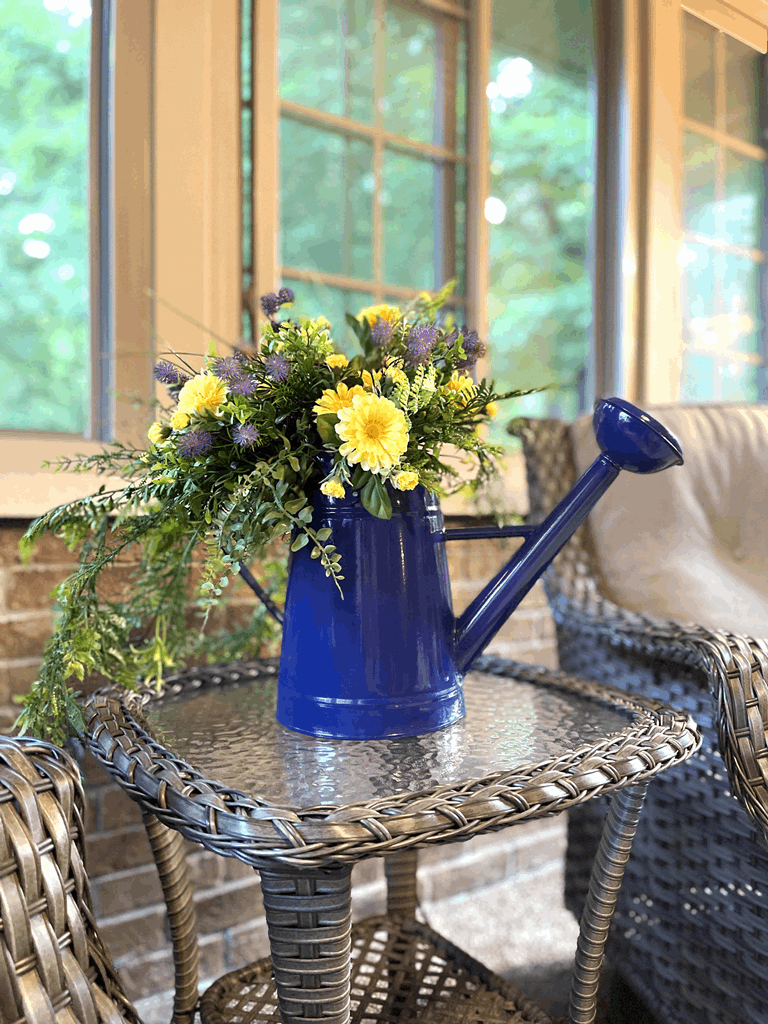 1.2 gal Blue Metal Watering Can/Memory Foam Kneel Cushion - Image 2