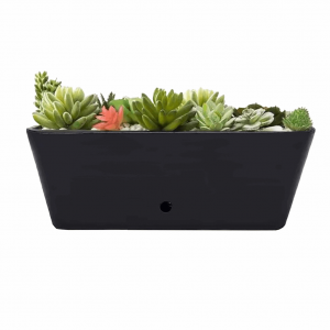 16" Black Rectangular Self-Watering Bamboo Planter