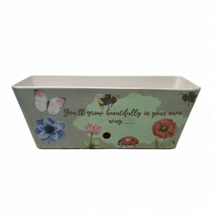 16" Flowers Rectangular Self-Watering Bamboo Planter