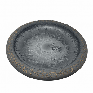 19" dia Dove Gray Fiber Clay Birdbath Bowl