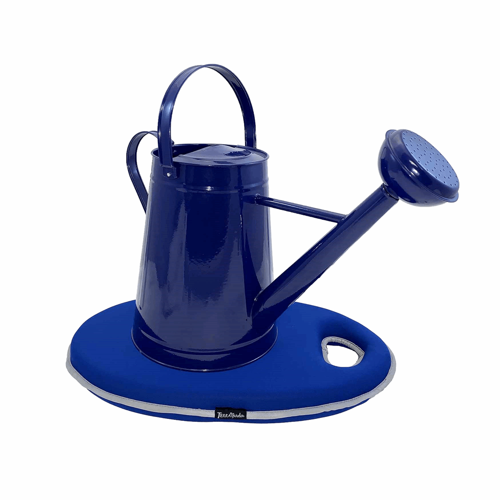 2.1 gal Blue Metal Watering Can/Memory Foam Kneel Cushion