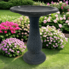 24" Gray Fiber Clay Birdbath - Image 8
