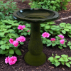 24" Hunter Green Fiber Clay Birdbath - Image 8