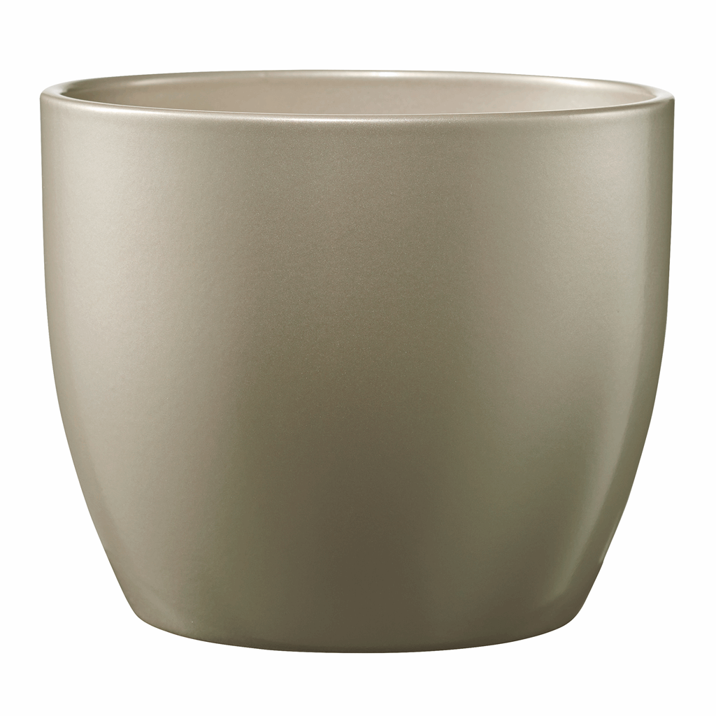 5.1" Gray Beige Metallic Ceramic Basel Elegance Pot