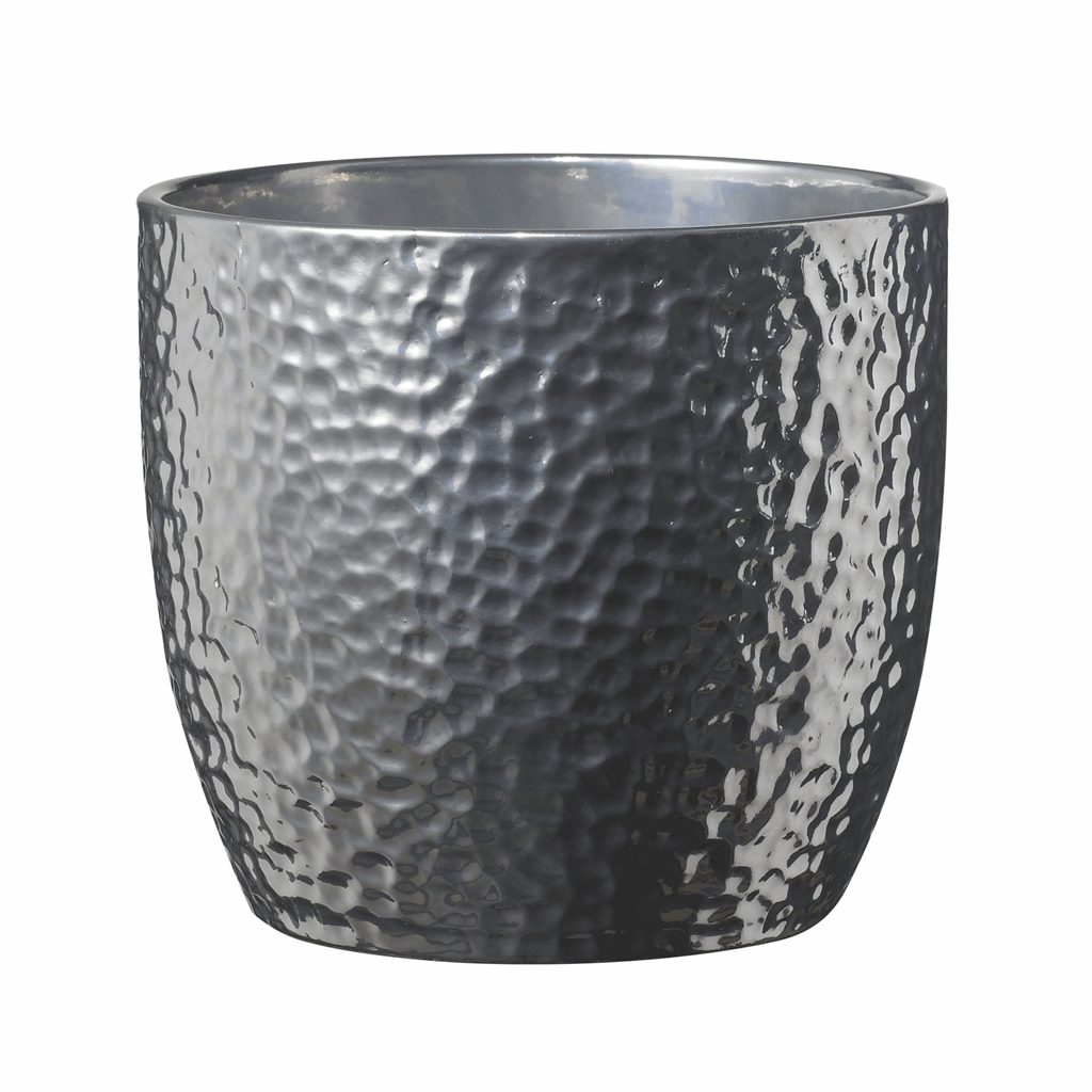 5.1" Shiny Silver Ceramic Boston Metallic Pot