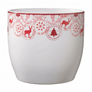 5.5" Red Edging Ceramic Basel Christmas Pot