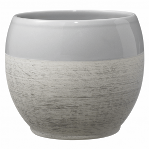 5.9" Shiny Wood Optics Gray Ceramic Alberta Fashion Pot