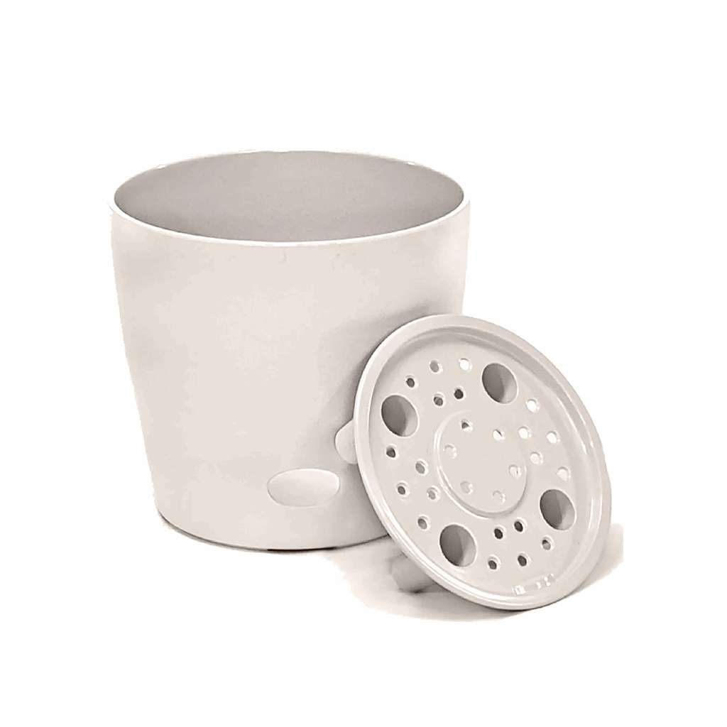 5" Cream Round Self-Watering Bamboo Pot - Image 2