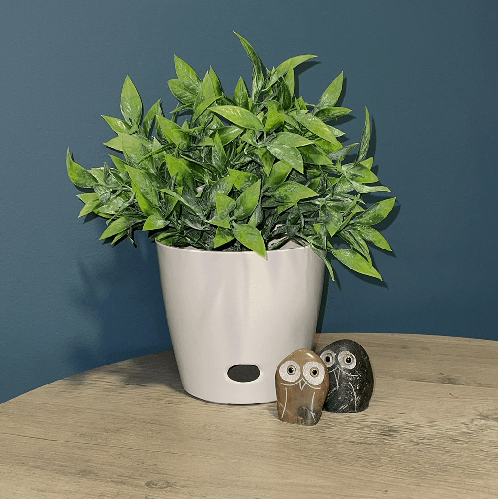 5" Cream Round Self-Watering Bamboo Pot - Image 6