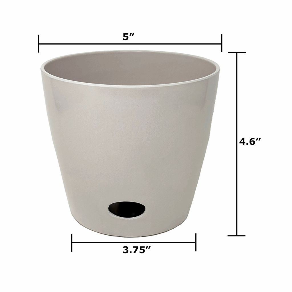 5" Cream Round Self-Watering Bamboo Pot - Image 7