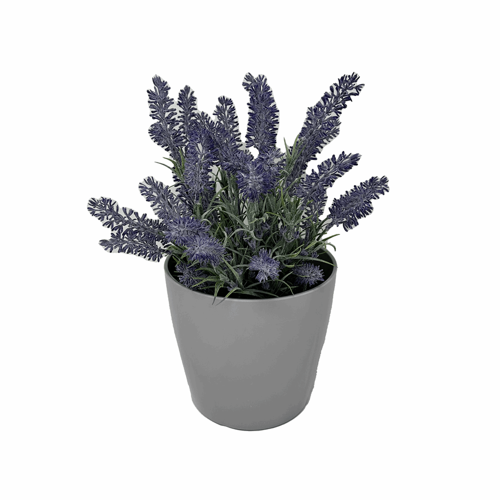 5" Gray Round Self-Watering Bamboo Pot - Image 2