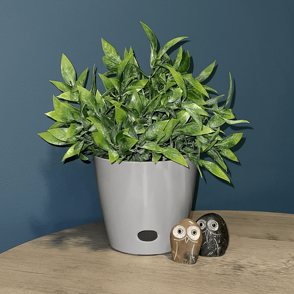 5" Gray Round Self-Watering Bamboo Pot - Image 4