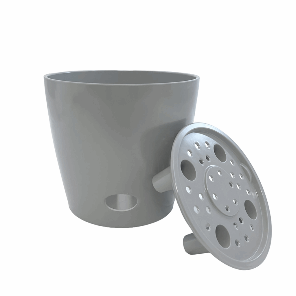 5" Gray Round Self-Watering Bamboo Pot - Image 6