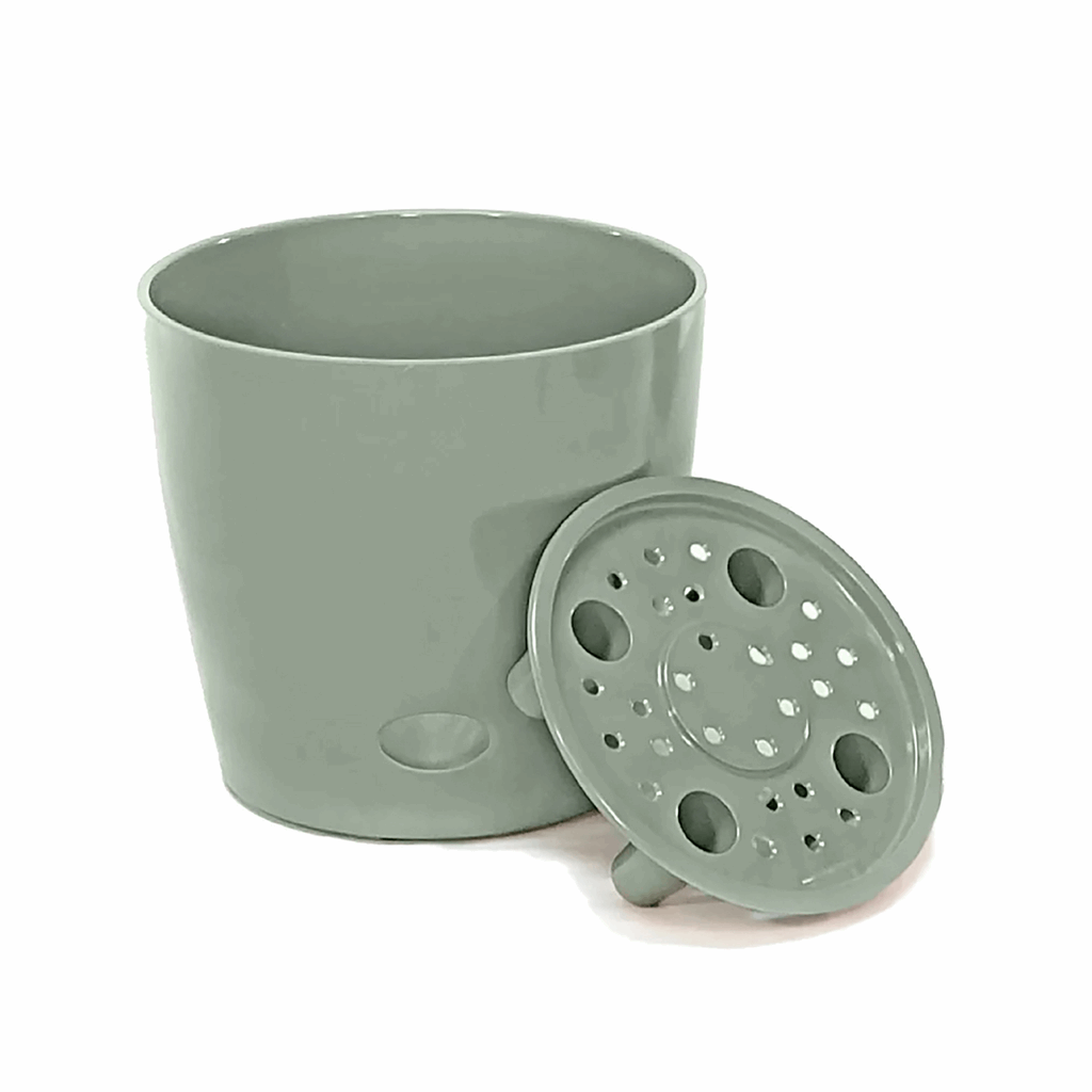 5" Sage Green Round Self-Watering Bamboo Pot - Image 3