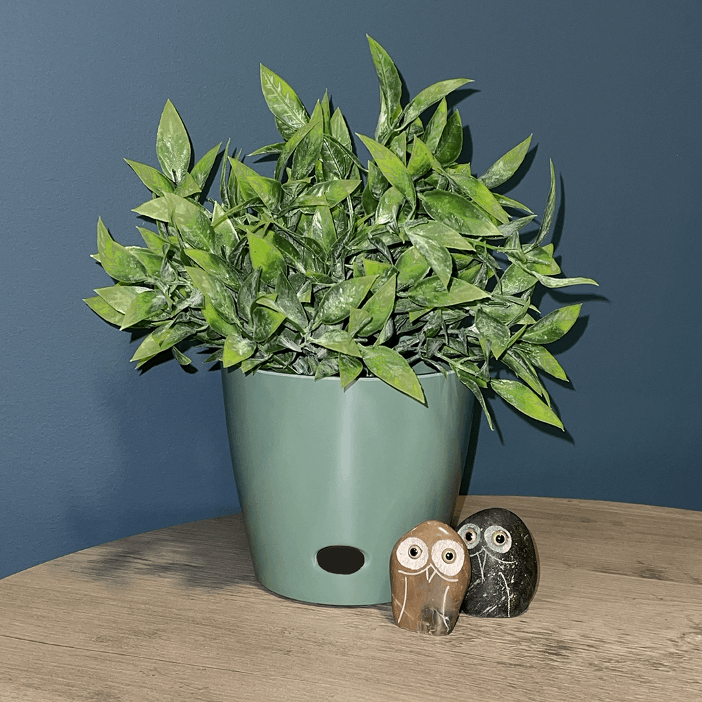 5" Sage Green Round Self-Watering Bamboo Pot - Image 5