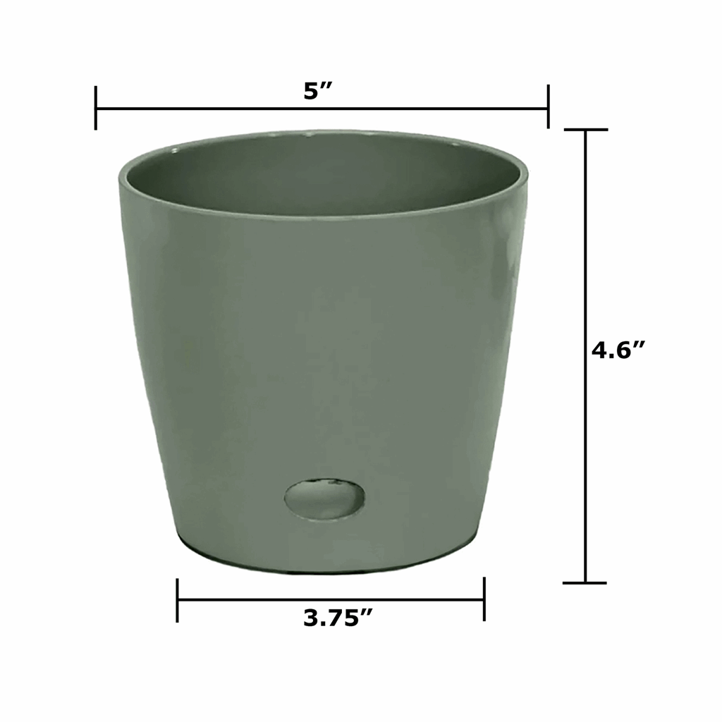 5" Sage Green Round Self-Watering Bamboo Pot - Image 6