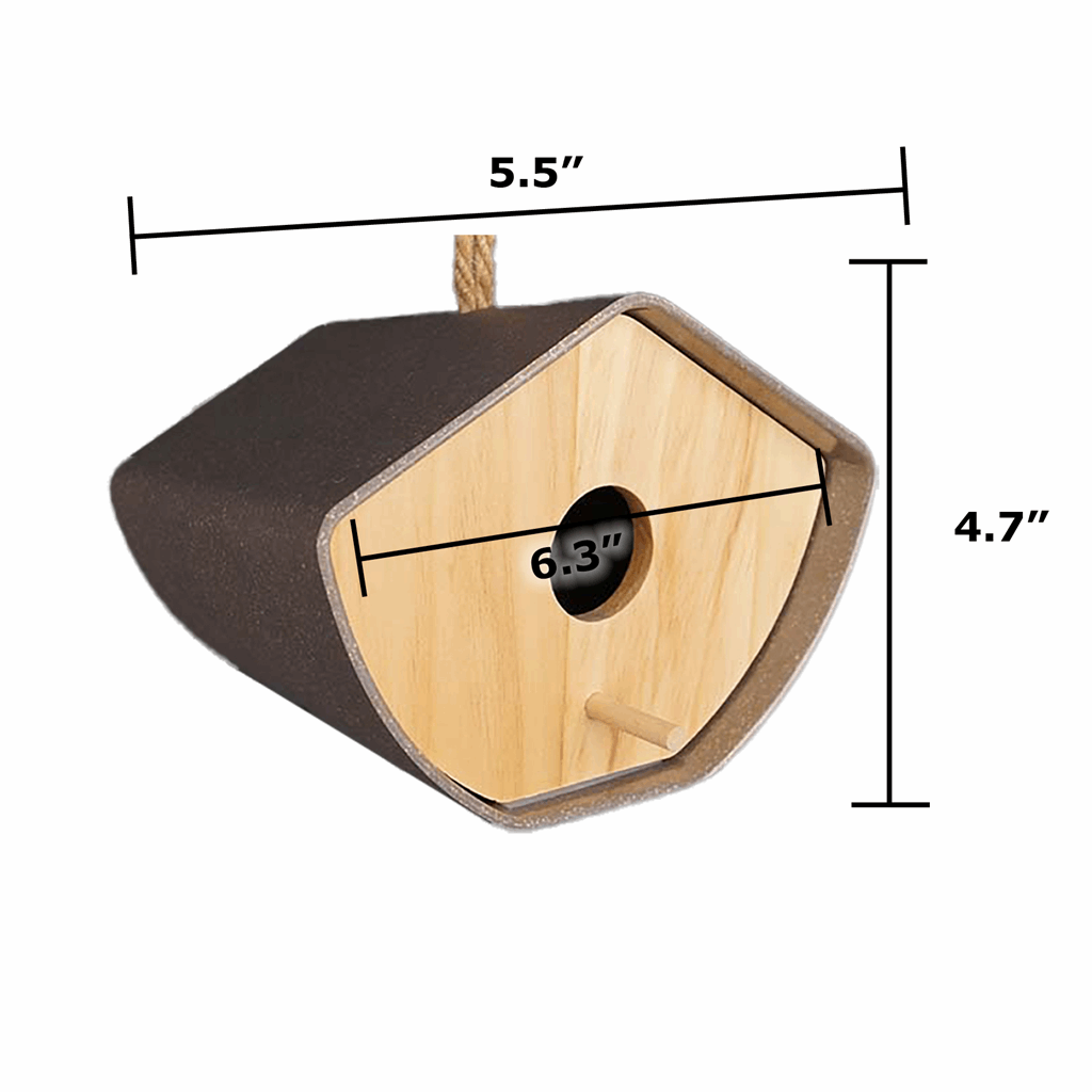 6.3" Anthracite Japandi Birdhouse - Bamboo - Image 4