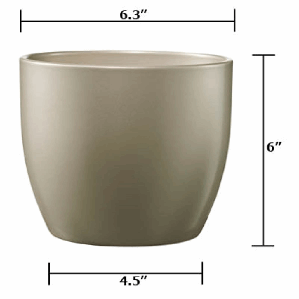 6.3" Gray Beige Metallic Ceramic Basel Elegance Pot - Image 4