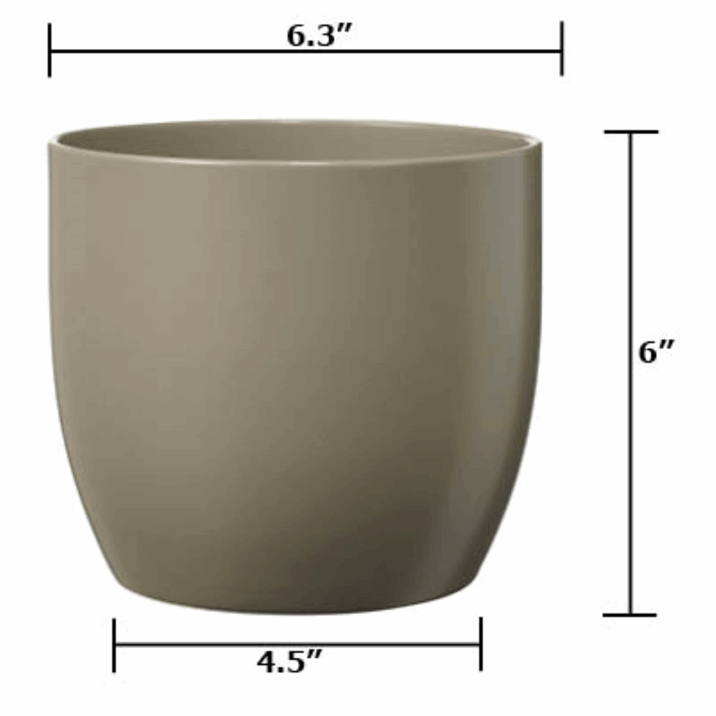 6.3" Matte Light Gray Ceramic Basel Fashion Pot - Image 3