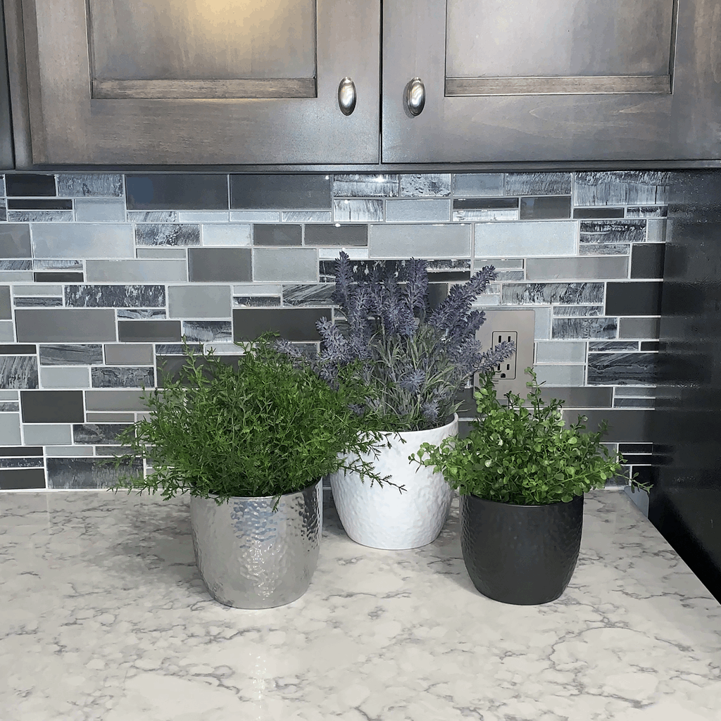 6.3" White 5.5" Silver 5.1" Anthracite 3 Piece Set of Ceramic Boston Pots - Image 2