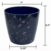 7" Blue Wildflower Round Self-Watering Bamboo Pot - Image 8