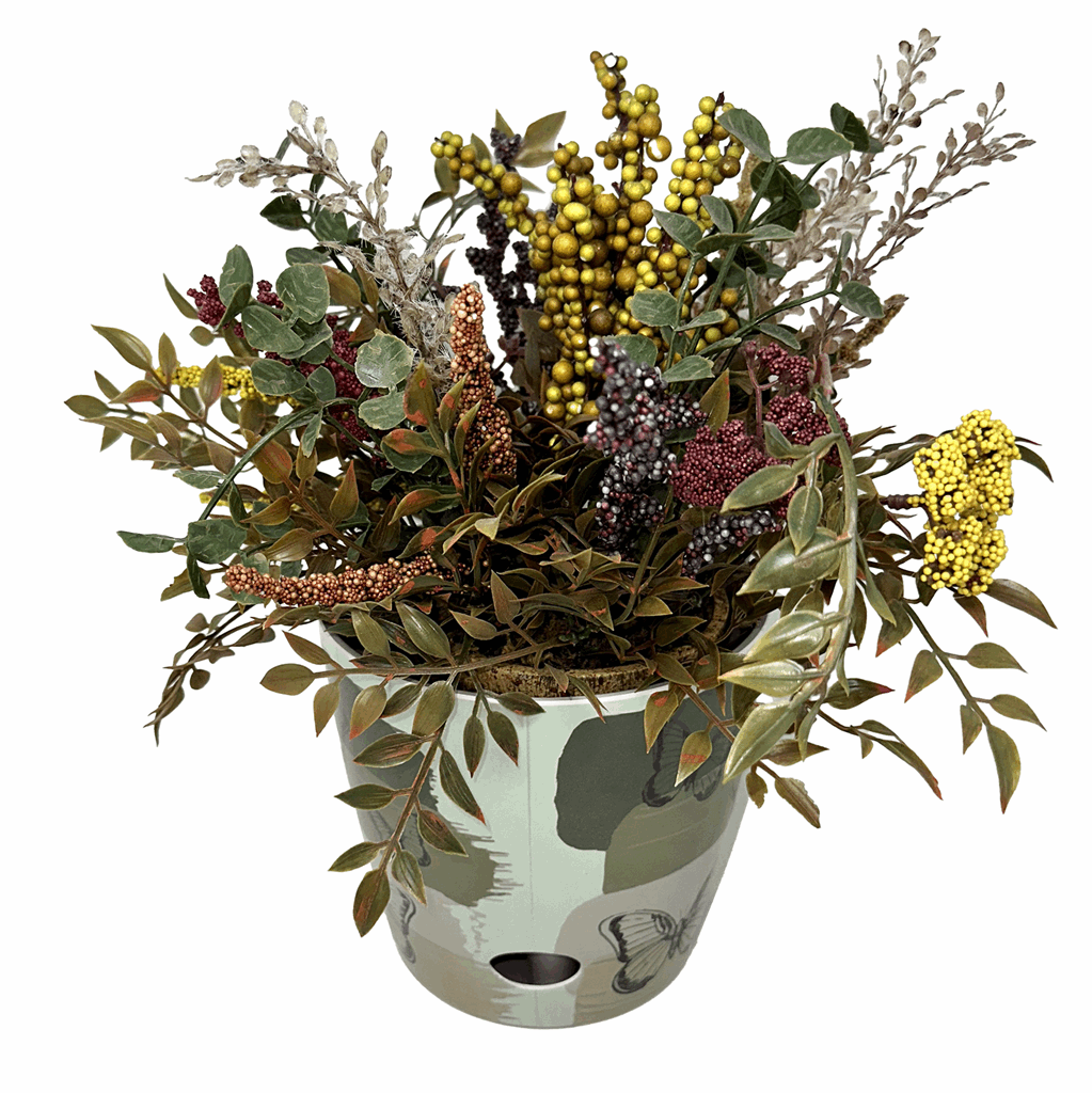 7" Butterfly Round Self-Watering Bamboo Pot