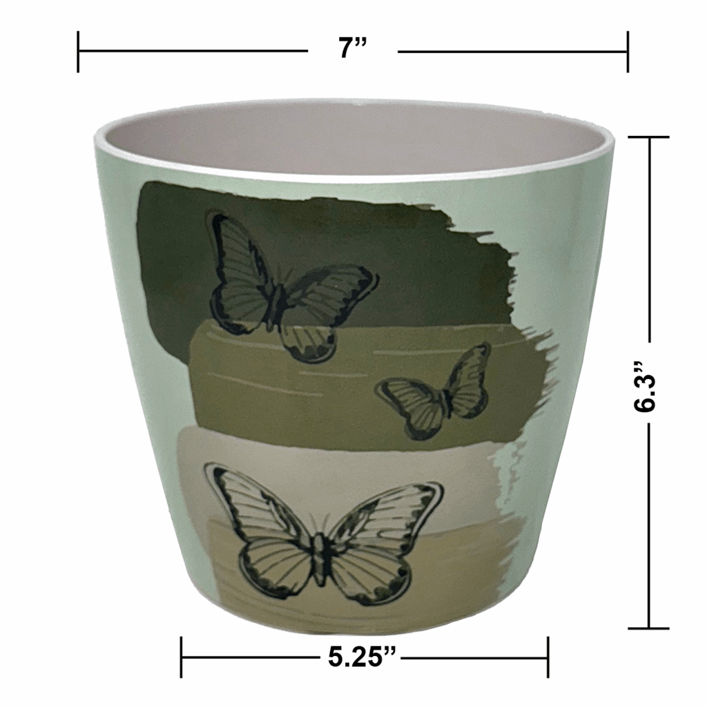 7" Butterfly Round Self-Watering Bamboo Pot - Image 4