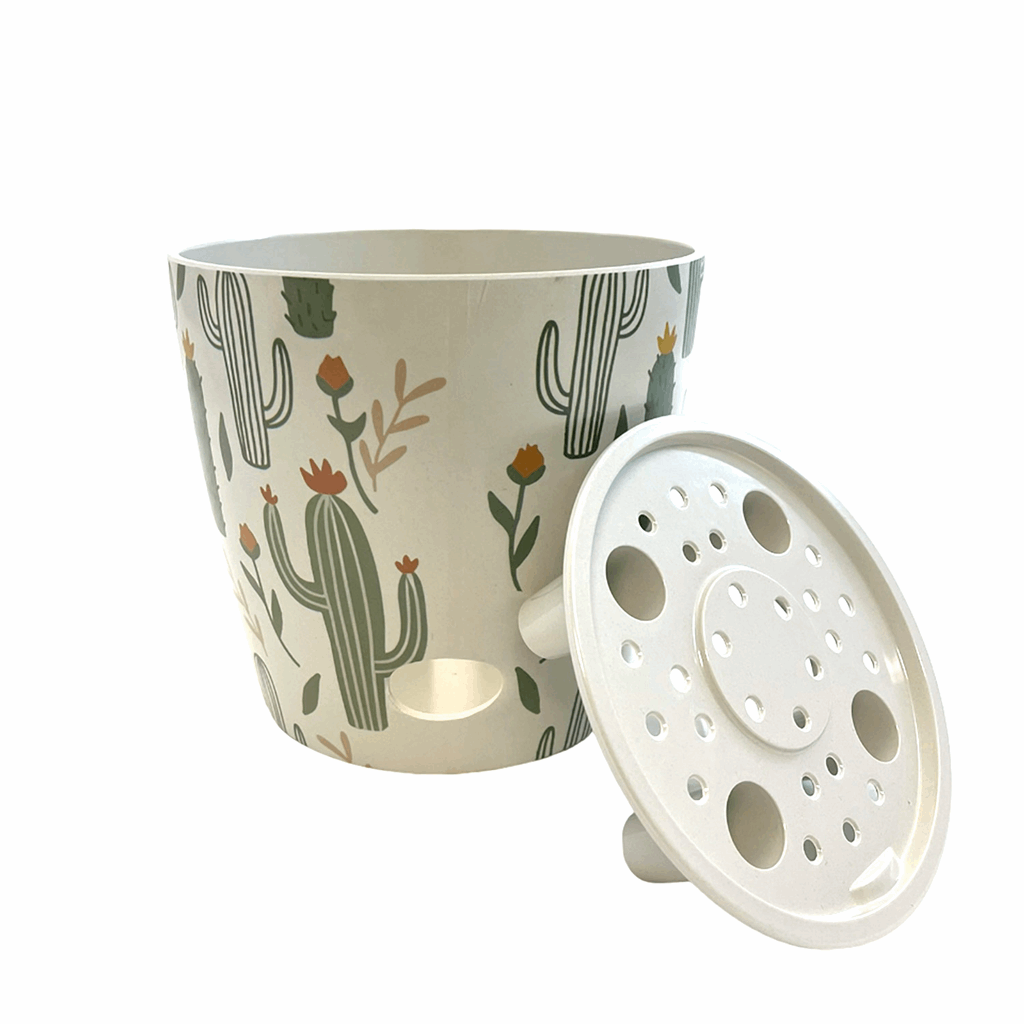 7" Cactus Round Self-Watering Bamboo Pot - Image 13