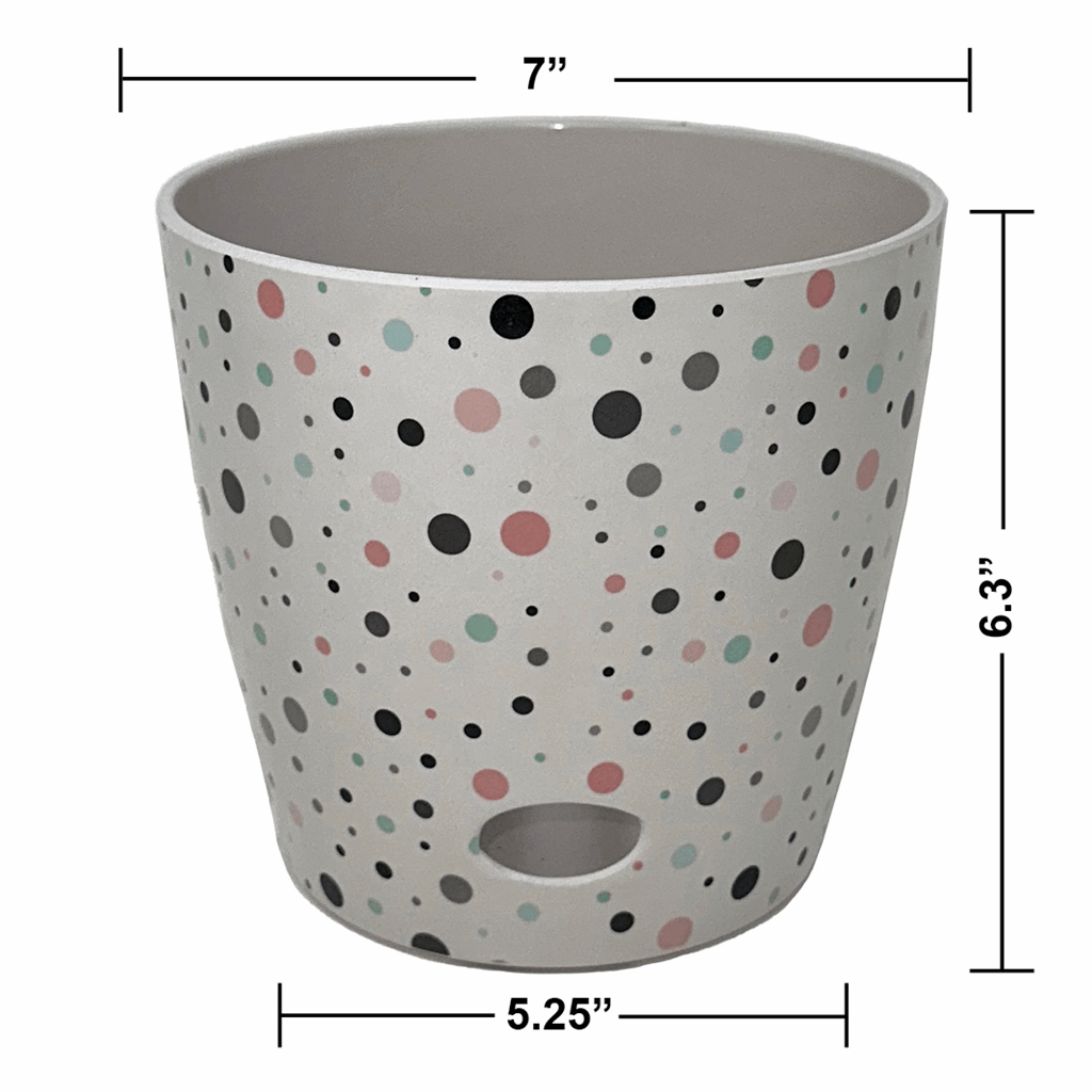 7" Dots Round Self-Watering Bamboo Pot - Image 2
