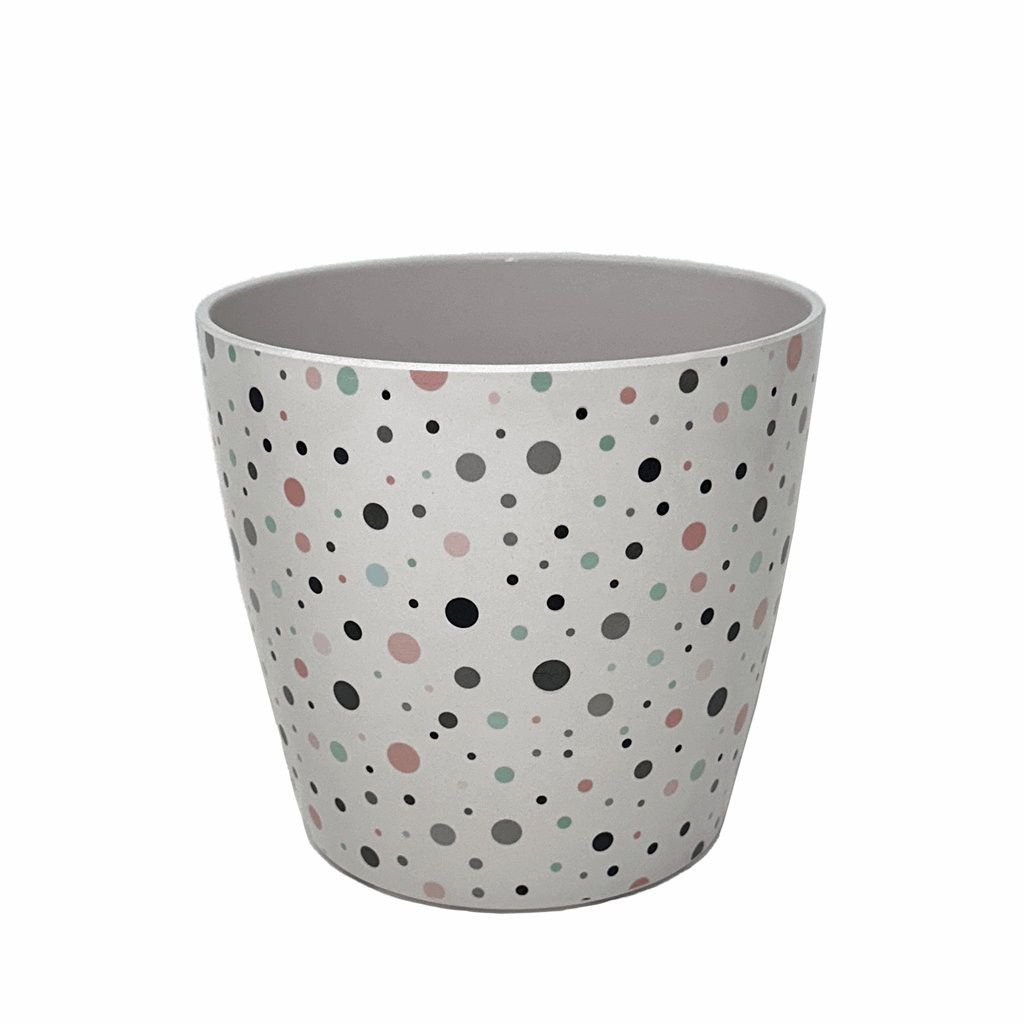 7" Dots Round Self-Watering Bamboo Pot - Image 4