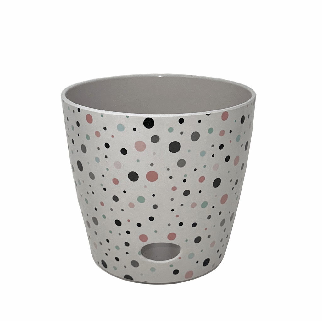 7" Dots Round Self-Watering Bamboo Pot - Image 5