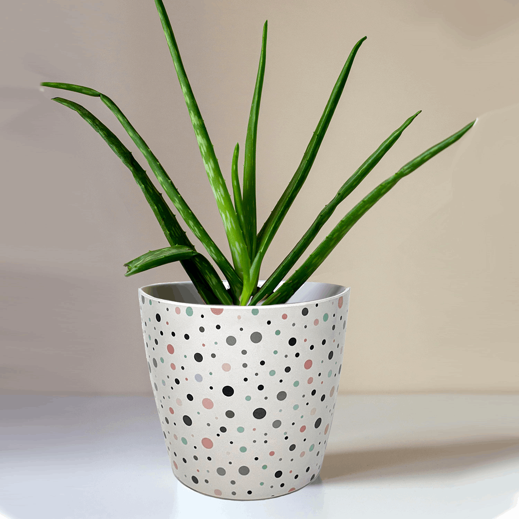 7" Dots Round Self-Watering Bamboo Pot - Image 11