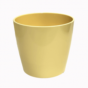 7" Pale Yellow Round Self-Watering Bamboo Pot