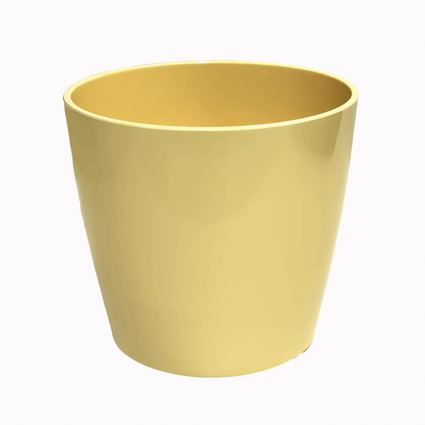 7" Pale Yellow Round Self-Watering Bamboo Pot