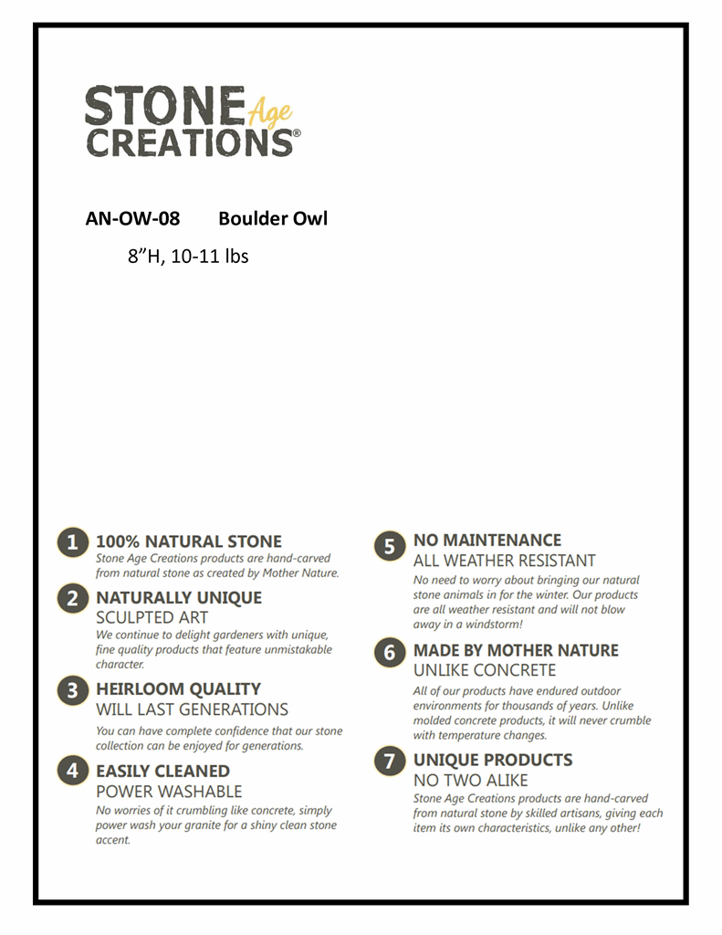 8" Boulder Owl - Image 4