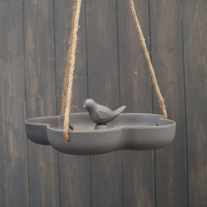 9.2" Anthracite Hanging Bird Bath/Feeder - Bamboo - Image 3