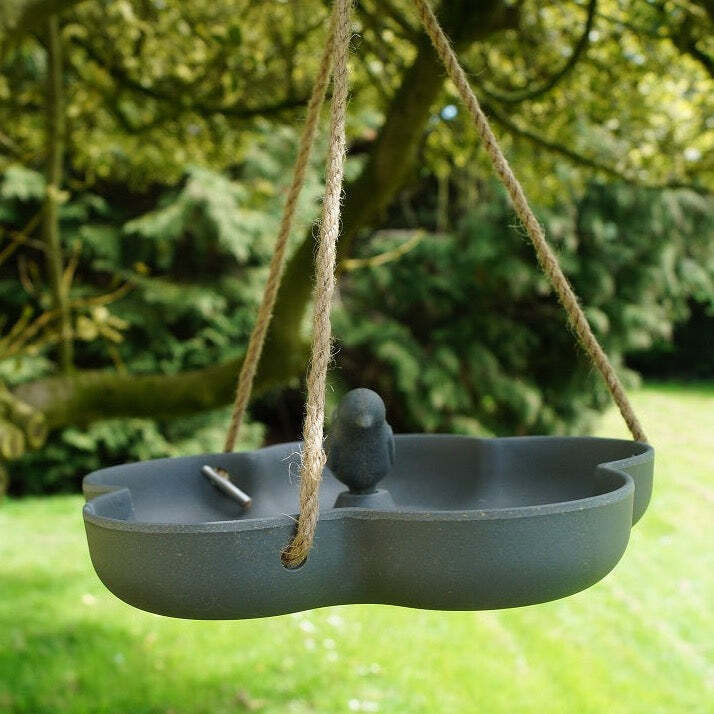 9.2" Anthracite Hanging Bird Bath/Feeder - Bamboo - Image 4