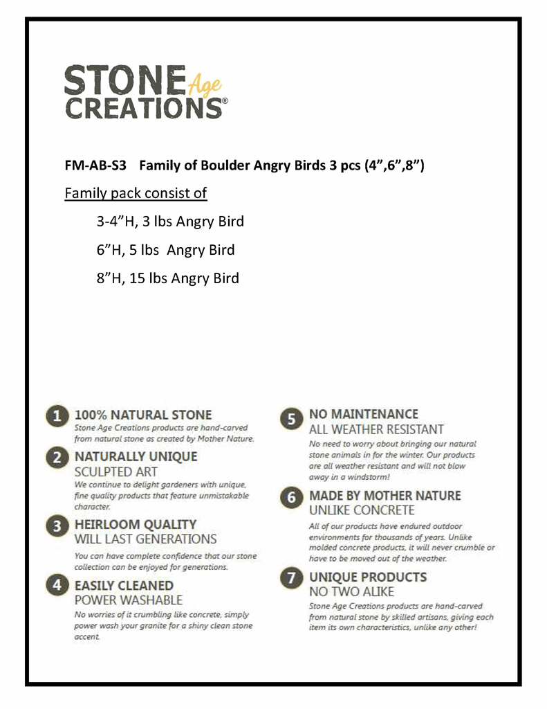 Family of Boulder Angry Birds 3 Pcs 4"6"8" - Image 9