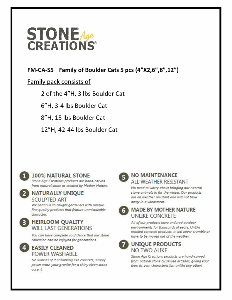 Family of Boulder Cats 5 Pcs 4"x26"8"12" - Image 5