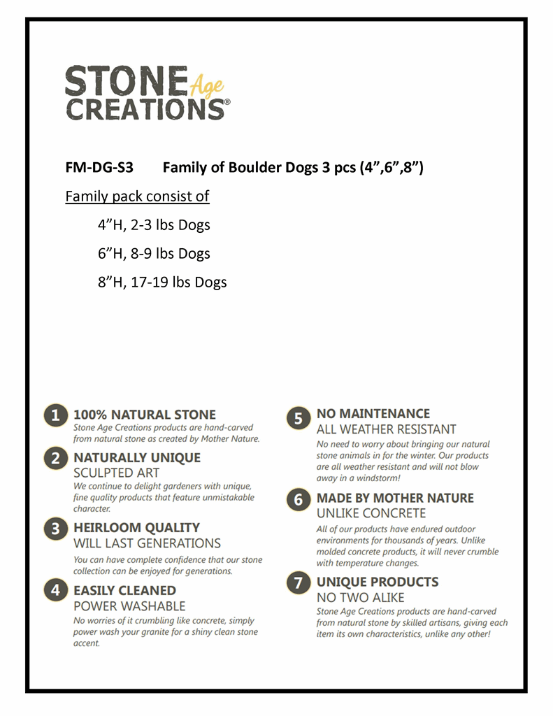 Family of Boulder Dogs 3 Pcs 4"6"8" - Image 8