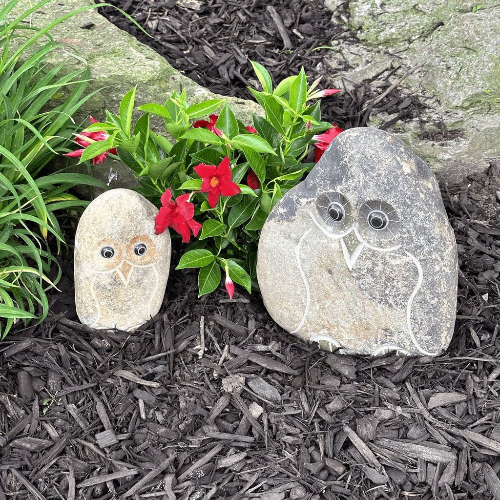 Family of Boulder Owls 2 Pcs 8"12"