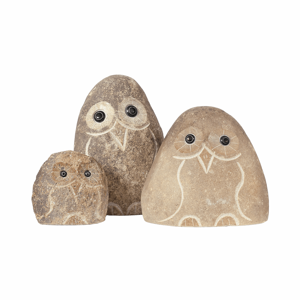 Family of Boulder Owls 3 Pcs 4" 6" 8" - Image 2