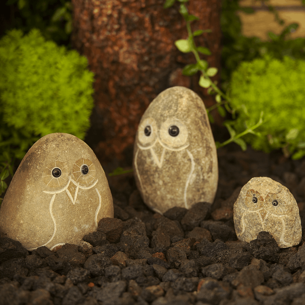 Family of Boulder Owls 3 Pcs 4" 6" 8" - Image 6