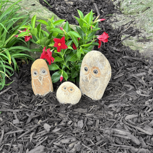 Family of Boulder Owls 3 Pcs 4" 6" 8"