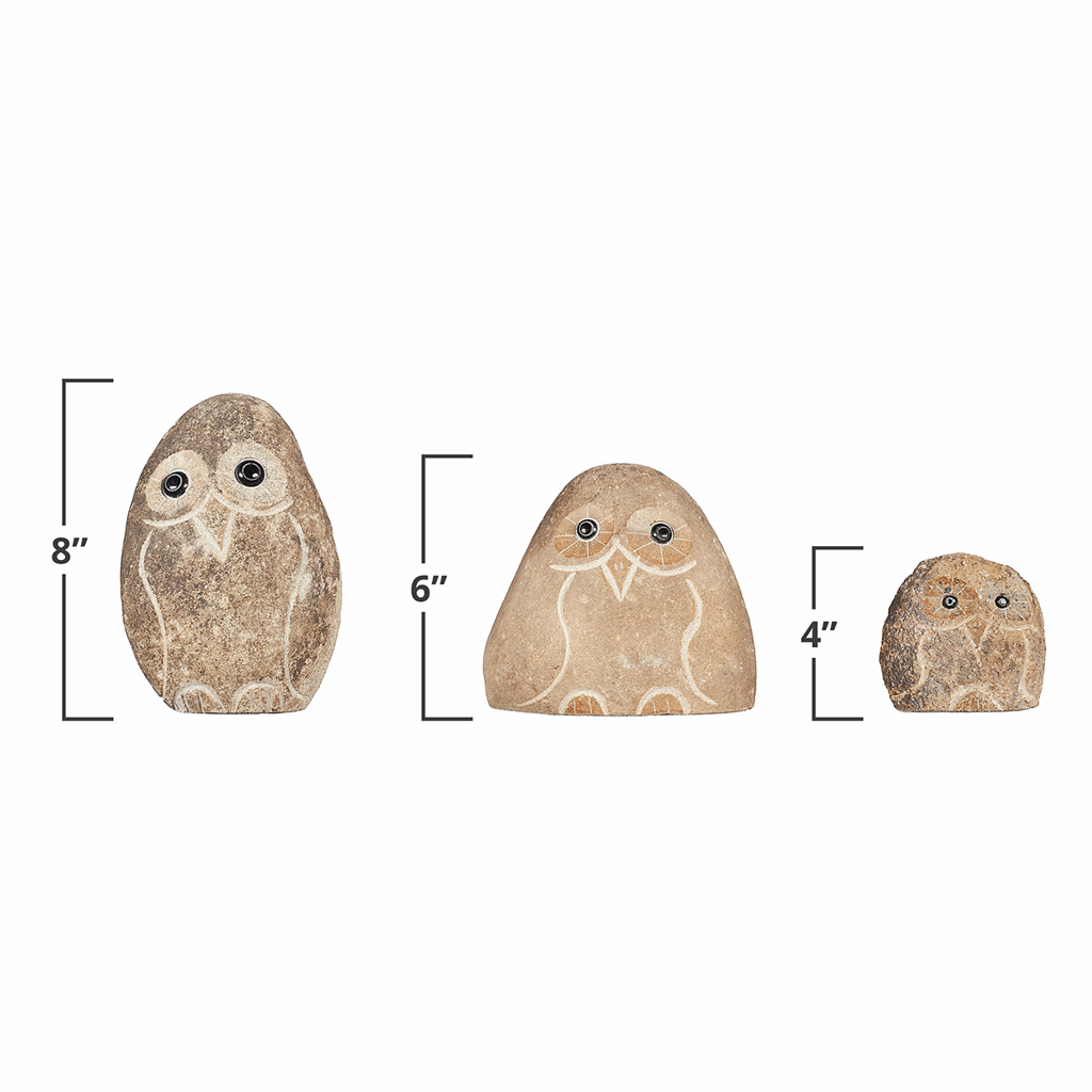 Family of Boulder Owls 3 Pcs 4" 6" 8" - Image 7