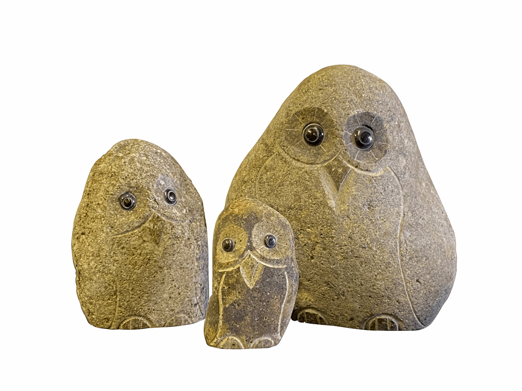 Family of Boulder Owls 3 Pcs 6"8"12" - Image 2