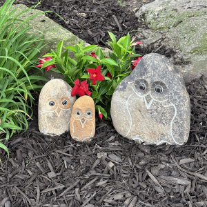 Family of Boulder Owls 3 Pcs 6"8"12"